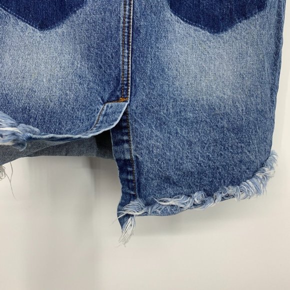One Teaspoon Denim Skirt Blue Button Fly Pencil Fray High Waist - Picture 11 of 13